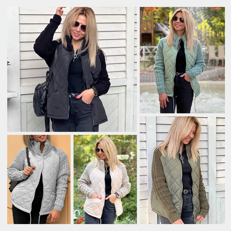 ❄️Black Friday Specials❄️Women's Knit Patchwork Puffy Jacket🎁Buy 2 Free Shipping