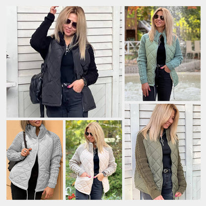 ❄️Black Friday Specials❄️Women's Knit Patchwork Puffy Jacket🎁Buy 2 Free Shipping