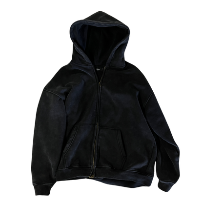 BLACK CLEAN ZIPPER HOODIE